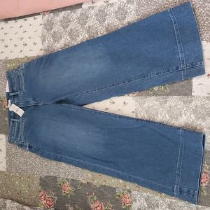 Loft high waist wide leg crop trousers